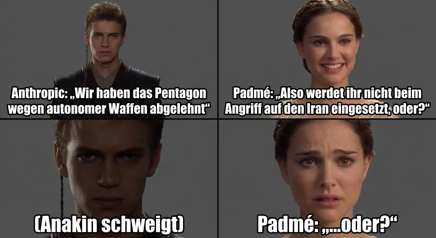 Anakin & Padmé Meme — Anthropic lehnt das Pentagon ab — und das Pentagon nutzt Claude trotzdem