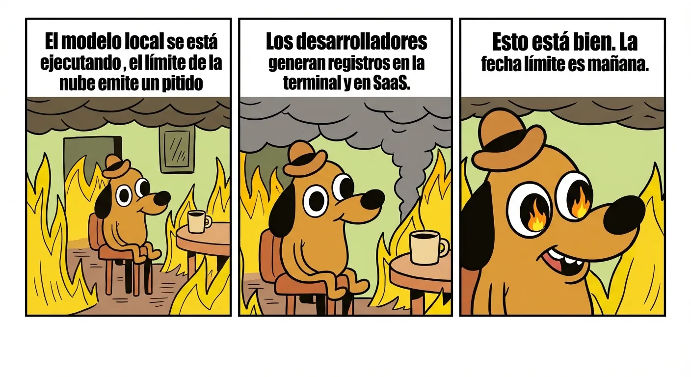 Meme This Is Fine: tráfico de IA en 2026