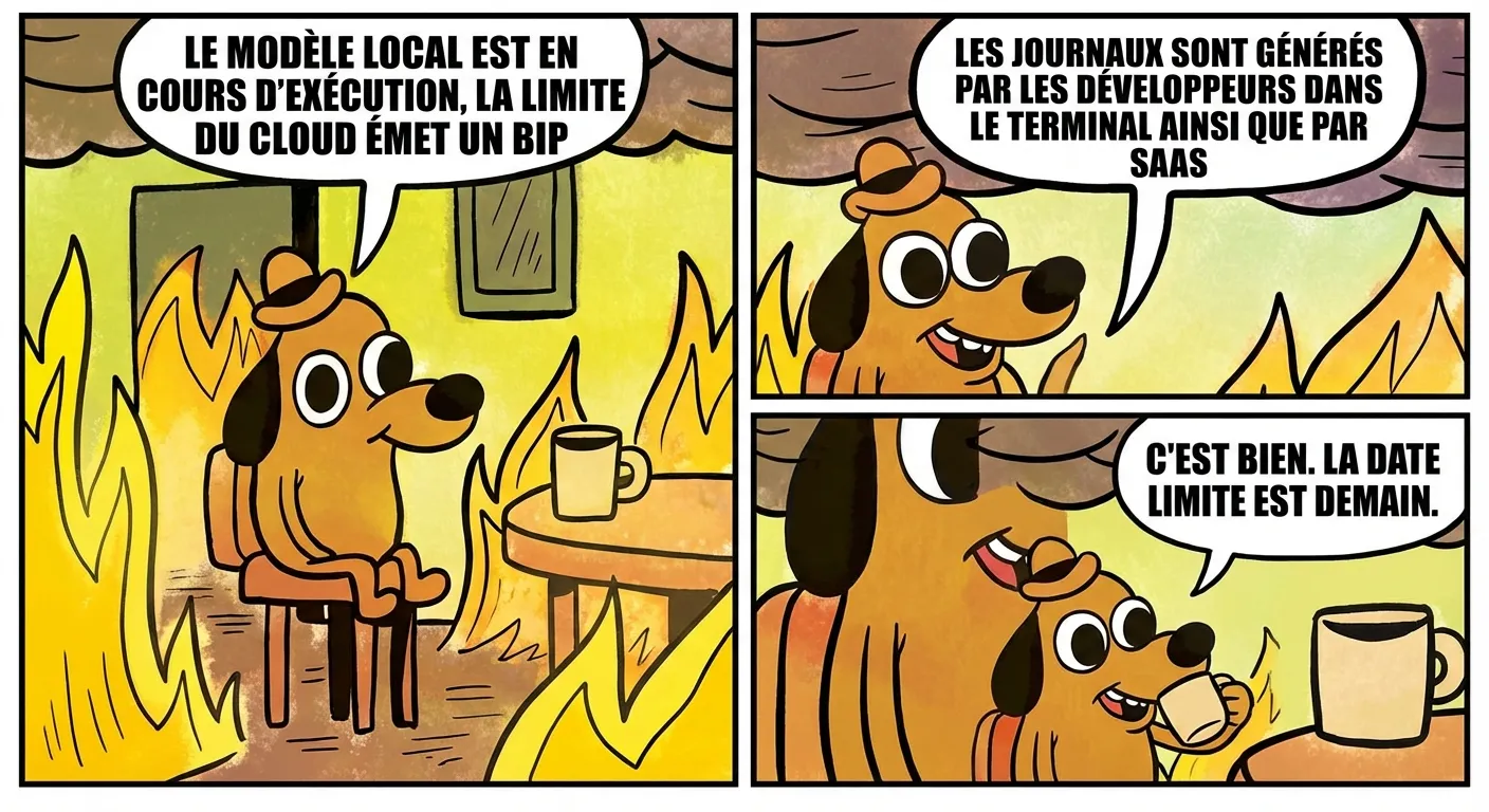 This Is Fine meme — Trafic IA en 2026