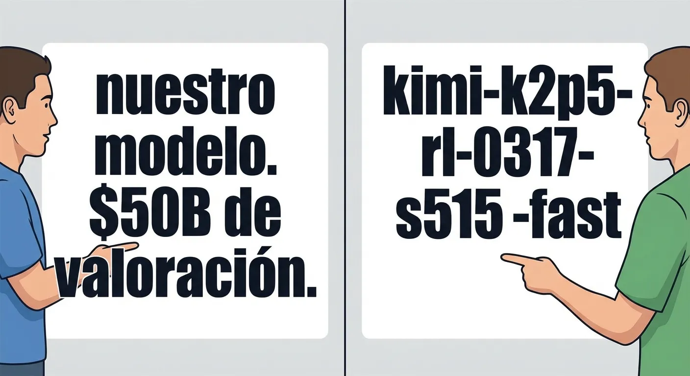 Meme: Cursor y Kimi apuntan al mismo modelo — uno dice "nuestro", el otro felicita