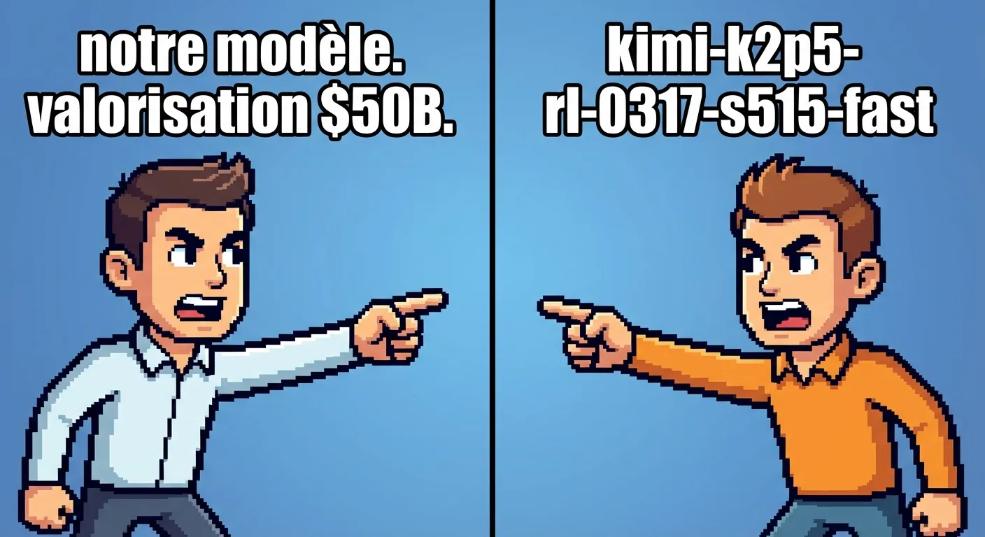 Meme : Cursor et Kimi pointent vers le même modèle — l'un dit « le nôtre », l'autre félicite